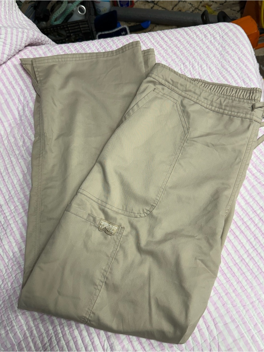 Cherokee Scrub Khaki Wide Leg Pants